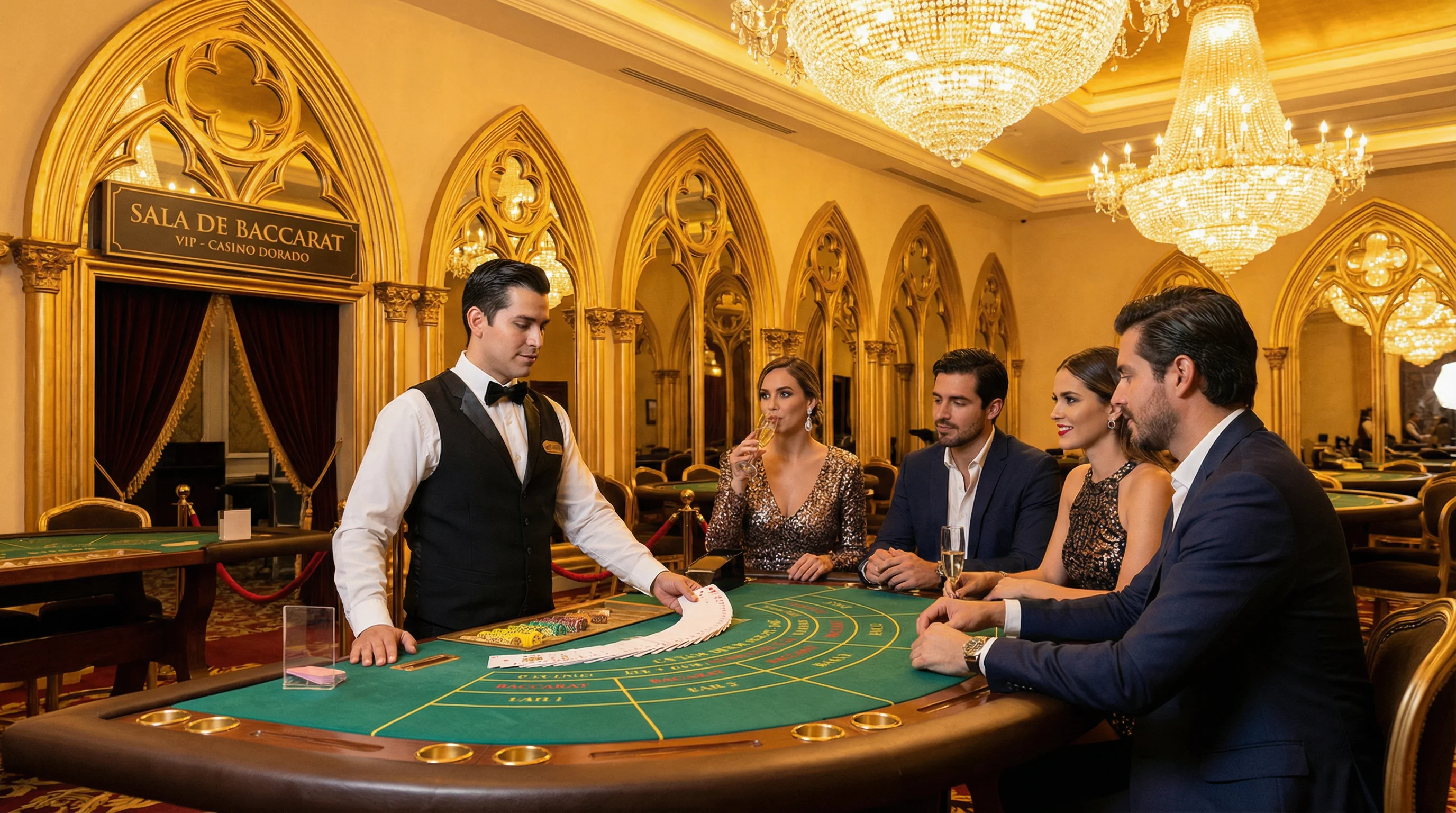 Mesa de bacará VIP con crupier profesional en Big Bola Casino